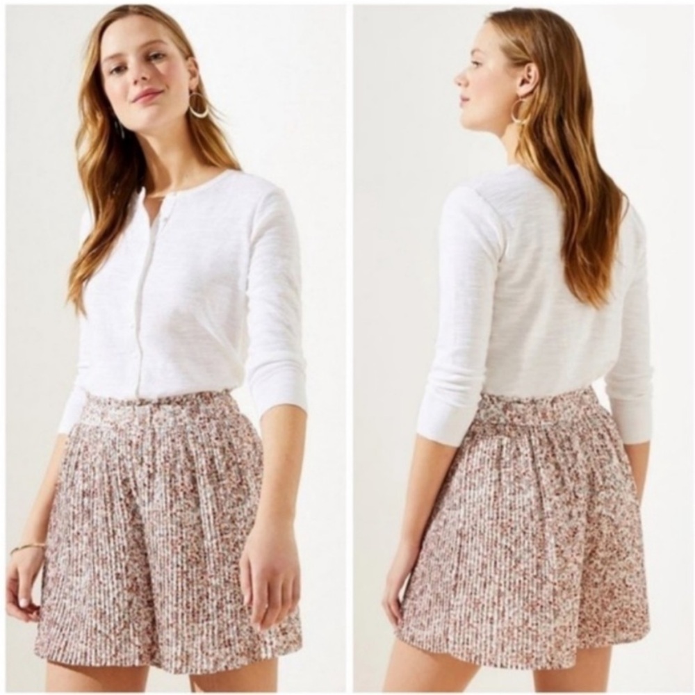 Pleated Floral Shorts